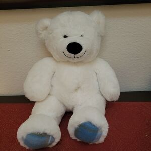 Gently Used White and Blue Plush Teddy Bear